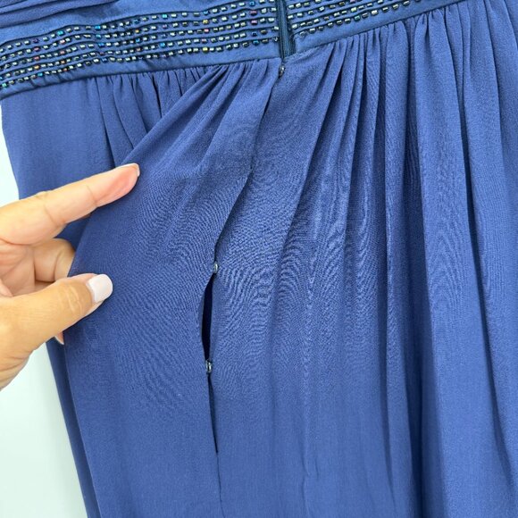 BCBGMAXAZRIA 100% Silk Strapless Sapphire Blue Embellished Gown Women’s Size 4 - Picture 8 of 12